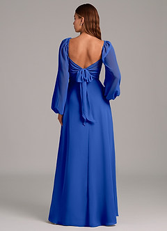 Azazie Annistyn 신부 들러리 드레스 A라인 긴팔 쉬폰 바닥 길이 드레스 image7