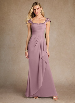 Azazie Belfast Mother of the Bride Dresses Dusty Rose Sheath Lace Mesh Dress image4