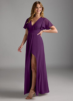 Azazie Zaniah Bridesmaid Dresses Grape A-Line Chiffon Dress image5