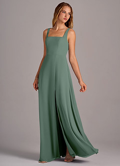 Azazie Debra Bridesmaid Dresses Eucalyptus A-Line with Pockets Chiffon Convertible Dress image2
