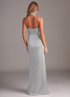Azazie Jemma Bridesmaid Dresses Silver Sheath Pleated Stretch Satin Dress image6