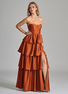 Azazie Faye Brautjungfernkleider A-Linie Gestreift Stretch-Satin Kleid Kanel image1