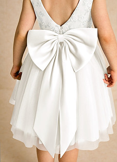 Azazie Butterfly Flower Girl Dresses Ivory A-Line Lace Dress image6
