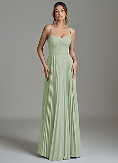 Azazie Catie 신부 들러리 드레스 A라인 스윗하트 네크라인 쉬폰 바닥 길이 드레스 image4