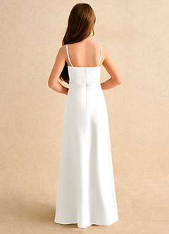 Azazie Fishie Junior Formal Flower Girl Dresses Ivory A-Line Matte Satin Dress image7