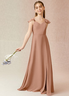 Azazie Everett Junior Champagne Rose A-Line Chiffon Dress image2