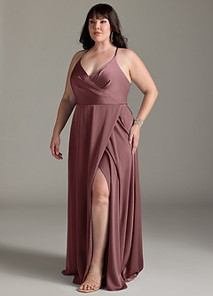 Azazie Davis Bridesmaid Dresses Vintage Mauve A-Line Pleated Stretch Satin Dress image10