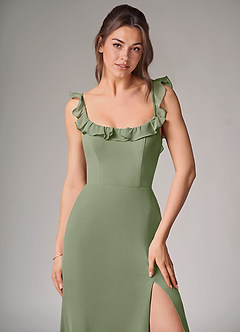 Azazie Callie Bridesmaid Dresses Pistachio Mermaid Side Slit Chiffon Convertible Dress image5