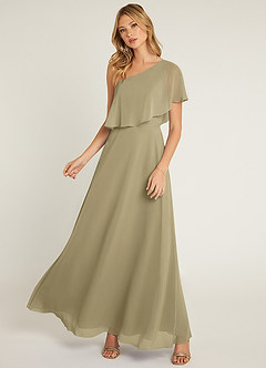 Azazie Lizzy Bridesmaid Dresses Moss Green A-Line One Shoulder Chiffon Dress image5