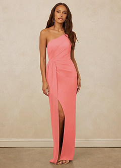 Christian Siriano Bridal for Azazie 1003 Brautjungfernkleider Etui One-Shoulder Chiffon Kleid Koralle image1