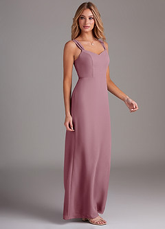 Azazie Denice Bridesmaid Dresses Vintage Mauve Sheath Pleated Chiffon Dress image5