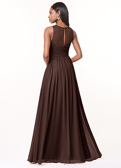 Azazie Nina Bridesmaid Dresses Ganache A-Line Pleated Chiffon Dress image2