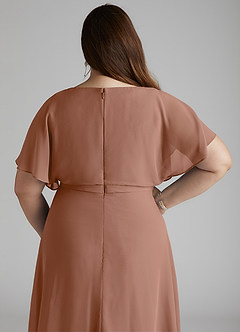 Azazie Aaliyah vestidos de dama de honor modestos Vestido de Corte En A Plisado Scoop Hasta el suelo Gasa image10