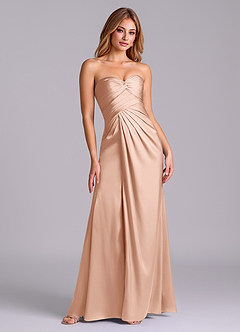 Azazie Sabrine Final Sale Rose Gold A-Line Sweetheart Neckline Stretch Satin Dress image3