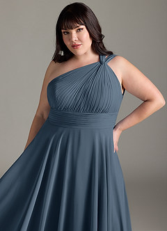 Azazie Charlize Bridesmaid Dresses Neptune A-Line One Shoulder Chiffon Dress image12