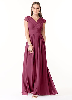 Azazie Organa Bridesmaid Dresses Mulberry A-Line Pleated Chiffon Dress image1