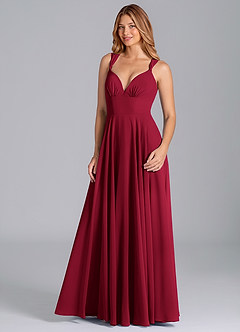 Azazie Darana Final Sale Burgundy A-Line Corset Chiffon Dress image5