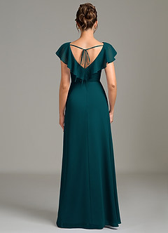 Azazie Kimmy Bridesmaid Dresses Pine A-Line Ruched Chiffon Dress image4