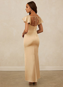 Christian Siriano Bridal for Azazie 1005 Bridesmaid Dresses Gold Sheath Sweetheart Neckline Stretch Satin Dress image2