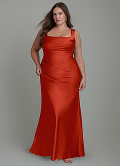 Azazie Agustina Brautjungfernkleider Meerjungfrau-Linie Korsett Stretch-Satin Kleid Rost image9