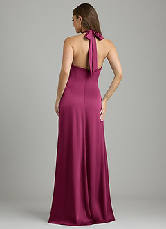 Azazie Nicole Brautjungfernkleider A-Linie Stretch-Satin Kleid Rote Pflaume image2