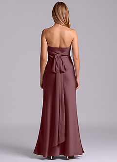 Azazie Ailanie Brudtärnklänningar Klä av Tubklänning i Stretch Satin Axelbandslös Sangria image7