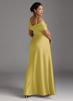 Azazie Milton Mother of the Bride Dresses Canary A-Line Pleated Stretch Satin Dress image12