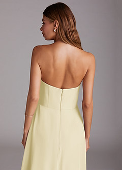 Azazie Wren Brautjungfernkleider A-Linie Schulterfrei Chiffon Kleid Zitronensorbet image8