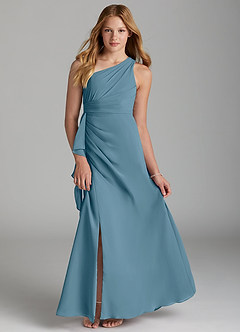 Azazie Maive Junior Bermuda A-Line Pleated Chiffon Dress image1