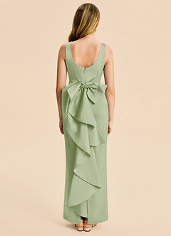Azazie Emi Junior Robe Fourreau en Satin extensible Nœud Vert Sauge image5