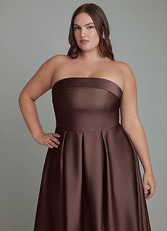 Azazie Lucienne Bridesmaid Dresses Ganache A-Line Strapless Stretch Satin Convertible Dress image13