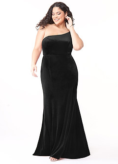 Azazie Kala Bridesmaid Dresses A-Line One Shoulder Velvet Floor-Length Dress image9