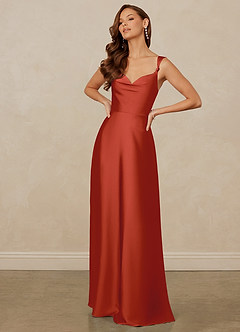 Christian Siriano Bridal for Azazie 1001 Bridesmaid Dresses Rust A-Line Sweetheart Neckline Stretch Satin Dress image3