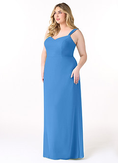 Azazie Denice Vestidos de damas de honor Vestido de Azul Grisaceo de Gasa de Recto con Plisado image11