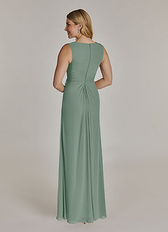 Azazie Manuella Mère de la mariée Robes Robe Trapèze en Mousseline de soie Col V plissé Sauge D'argent image6