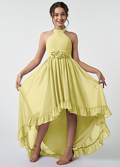 Azazie Hermione Junior Robe Trapèze en Mousseline de soie Sorbet Citron image2