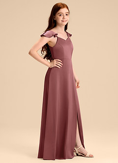 Azazie Everett Junior Vestido de Amatista de Satén Elástico de Corte en A con Lazo image3
