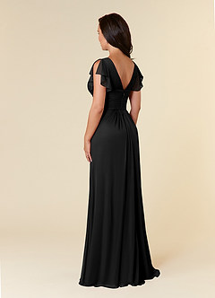 Azazie Reneya Mother of the Bride Dresses Black A-Line Pleated Mesh Dress image3