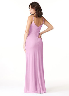 Azazie Deandra Bridesmaid Dresses Candy Pink Mermaid Pleated Mesh Dress image4