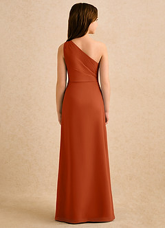 Azazie Tilda Girls Formal Jurken voor bloemenmeisjes Kolom Jurk van Chiffon One-Shoulder Verbrande Sinaasappel image2