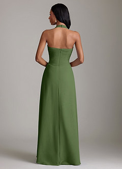 Azazie Clarisa Vestidos de damas de honor Vestido de Oliva de Gasa de Corte en A con Plisado image2