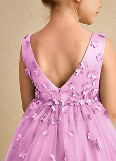 Azazie Lana Flower Girl Dresses Candy Pink A-Line Sleeveless Matte Satin Dress image7
