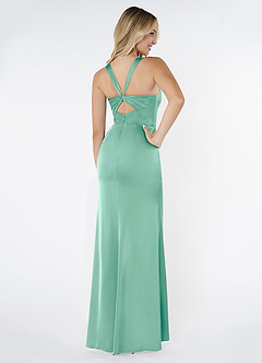 Azazie Mero Jurken voor bruidsmeisjes Jurk van Stretch Satijn met Zeemeermin Geplooid Malibu image3