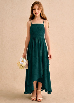 Azazie Twilight Girls Formal Flower Girl Klänningar Klänning A-linje i Blommig Utbrändhet Plisserad image4