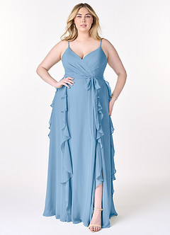 Azazie Peyton Suknie dla druhen Linia A Marszczony Szyfon Do ziemi Sukienka image7