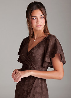 Azazie Ambrosia Bridesmaid Dresses Ganache A-Line Pleated Floral Burnout Dress image6