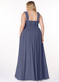 Azazie Zapheira Abiti da Damigella Abito A-Line in Chiffon Increspato Stormy image8