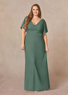 Azazie Alessa Mother of the Bride Dresses Sea Moss A-Line V-Neck Pleated Chiffon Dress image7