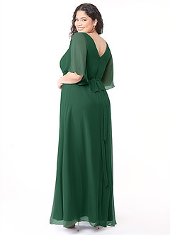 Azazie Cierra Robes de demoiselle d'honneur Robe Trapèze en Mousseline de soie Col en V Vert Foncé image12