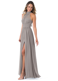 Azazie Iman Jurken voor bruidsmeisjes Jurk van Chiffon met A-Lijn A-lijn met ruches Zilver image13